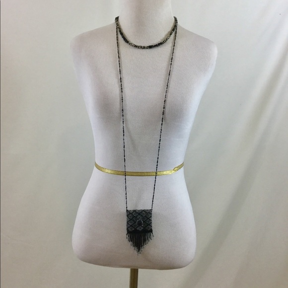 2 piece Beaded Purse Necklace BOHO - Picture 3 of 7